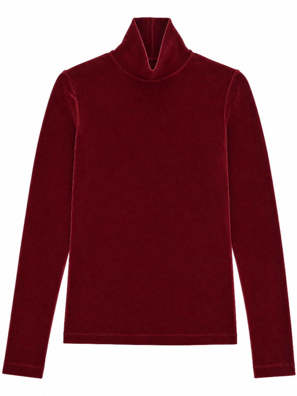 BCBG Max Azria Burgundy Velvet Turtleneck Top 🍷 Fitted Holiday L